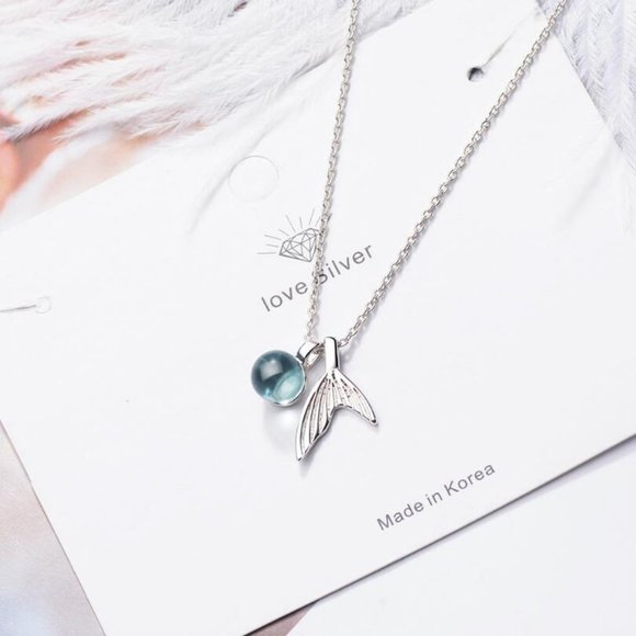 NEW 925 Sterling Silver Crystal Mermaid Necklace - Picture 5 of 8
